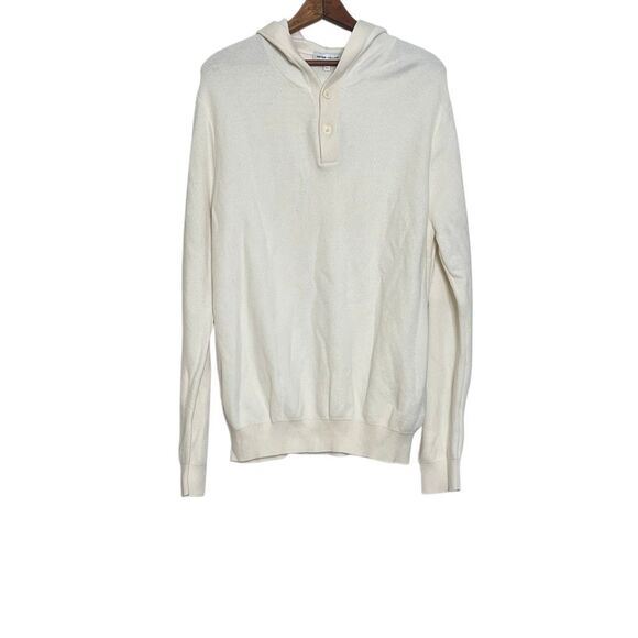 Peter Millar Hickory Cotton Wool Pique Knit Henley Hoodie Sweater Almond Size XL - Picture 2 of 10